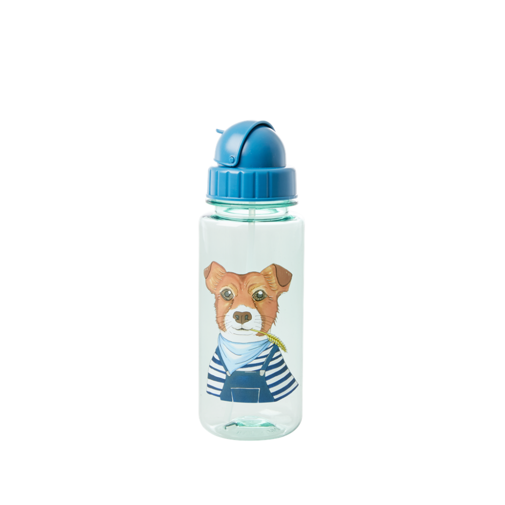 Blue With Dog Print Kids Reusable Water Bottle By Rice DK Vibrant Home